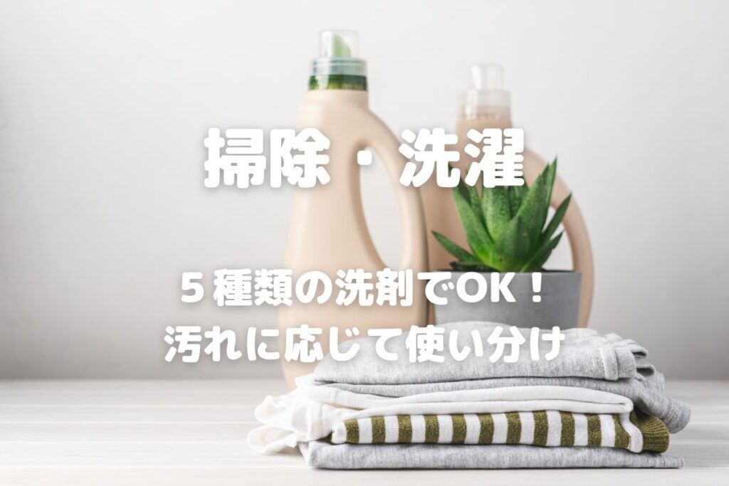 掃除・洗濯 ５種類の洗剤でOK！ 汚れに応じて使い分け